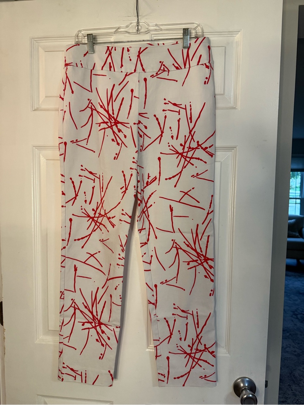 Krazy Larry’s White & Red Printed Women’s Pants